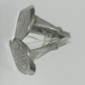 Vintage Art Deco Etched Design Sterling Silver Cufflinks